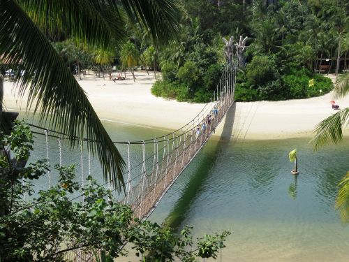 sentosa beach singapore rope bridge