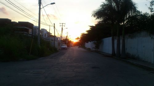 shadow street sunset