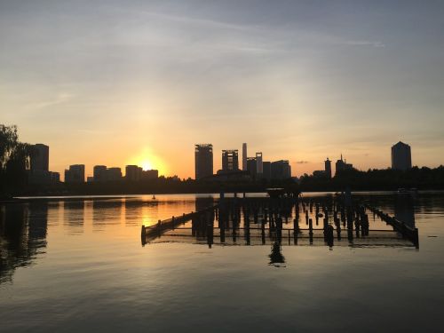 shanghai sunset lake