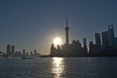 shanghai  tv tower  sunrise