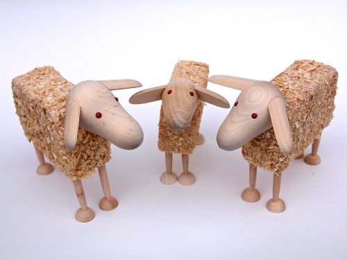 sheep wooden sheep wood wool