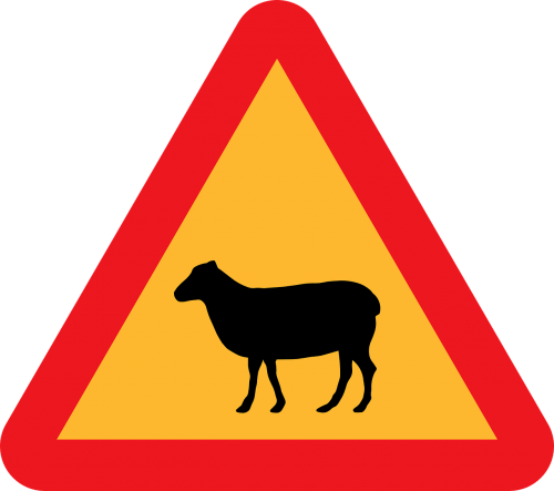 sheep crossing roadsign road sign