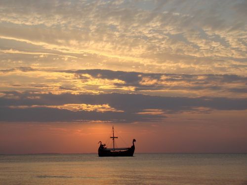 ship sunset sea