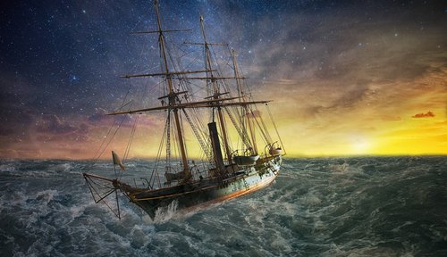 ship  forward  sunset