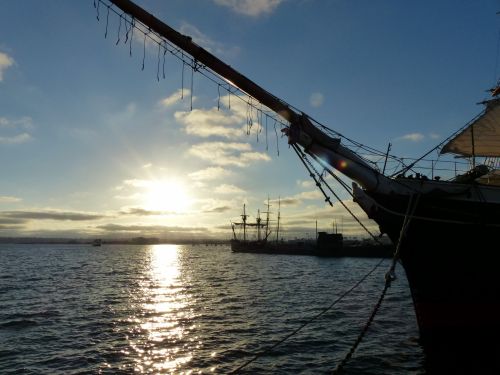 Ship At Sunset