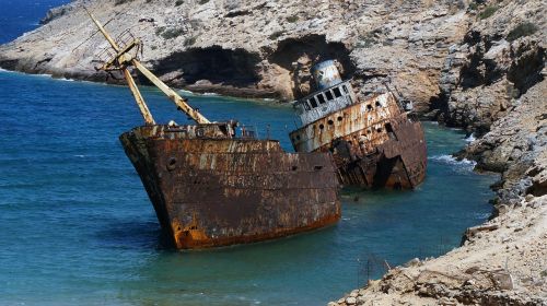 ship wreck amorgos greek island