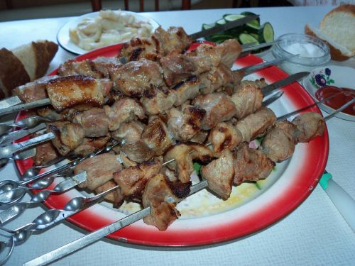 shish kebab meat skewers