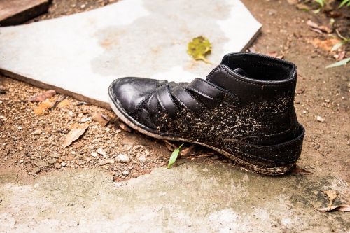 shoe wet mud