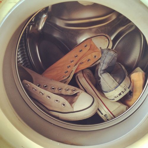 shoes washing machine white