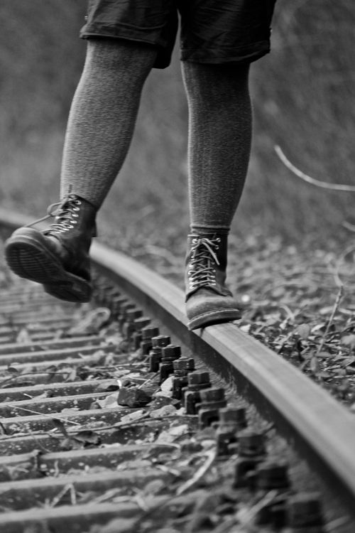shoes boots railway rails