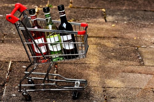 shopping cart wine bottles shopping