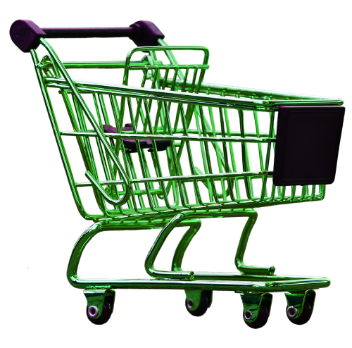 shopping cart green isolated