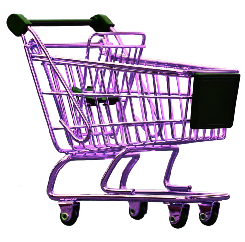 shopping cart pink isolated