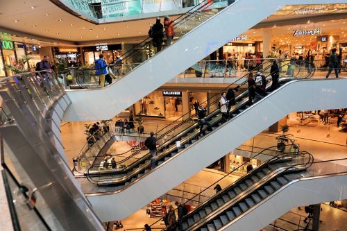 shopping centre escalator shopping
