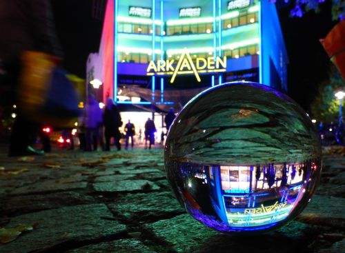 shopping centre glass ball lighting
