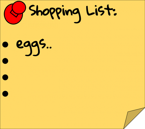 shopping list eggs sticky note
