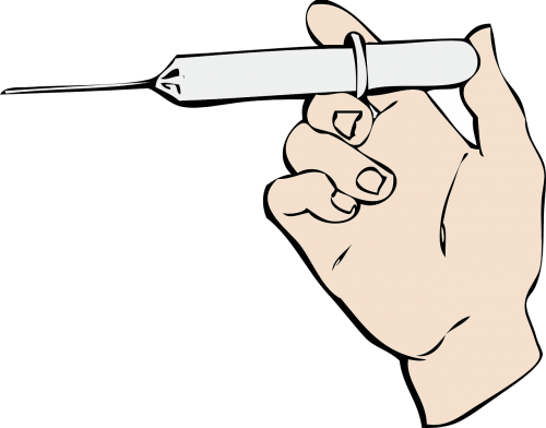 shot syringe hand