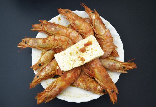 shrimps and feta greek food food photography
