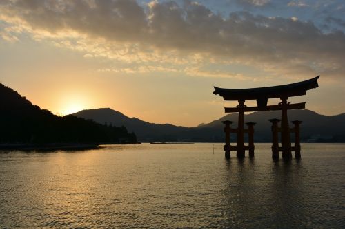 shrine torii sunset