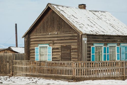 siberia lake baikal wooden house