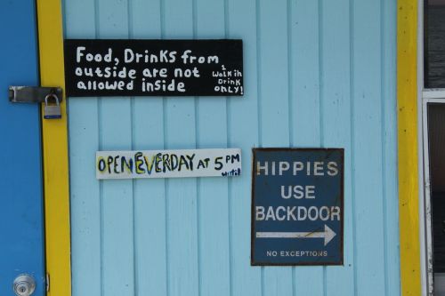 sign bar hippies
