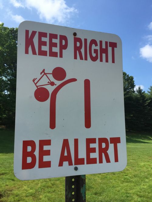 sign keep right sign be alert sign