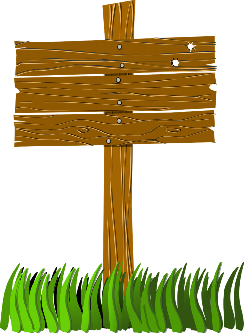 sign wooden grass