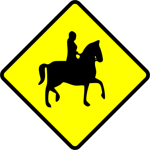 sign caution equestrian