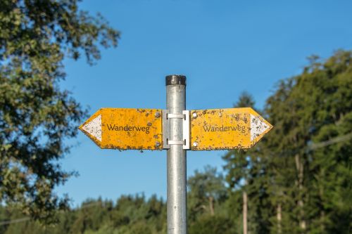 signposts hiking trails shield