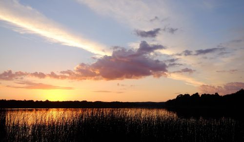 silence lake sunset