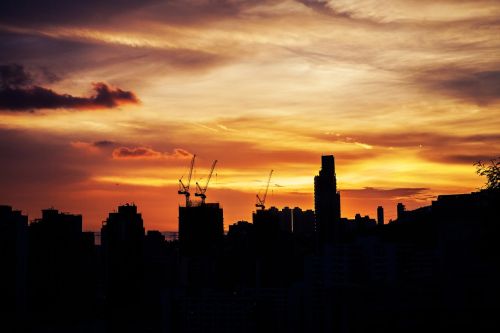 construction silhouette sunset