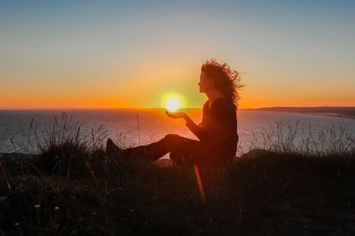 silhouette sunset girl