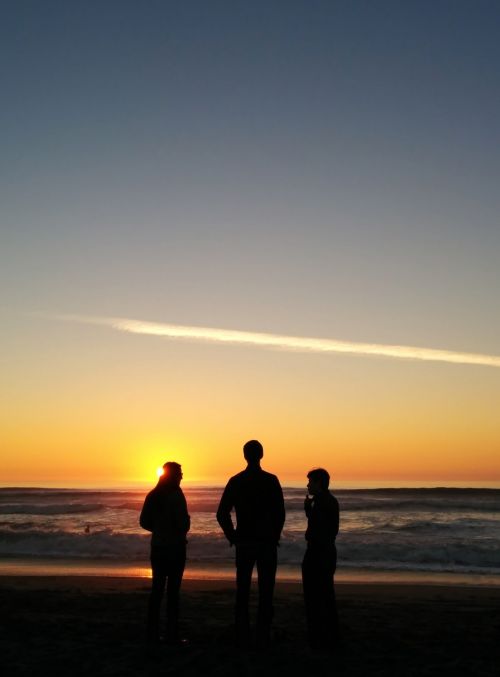 silhouette sunset beach
