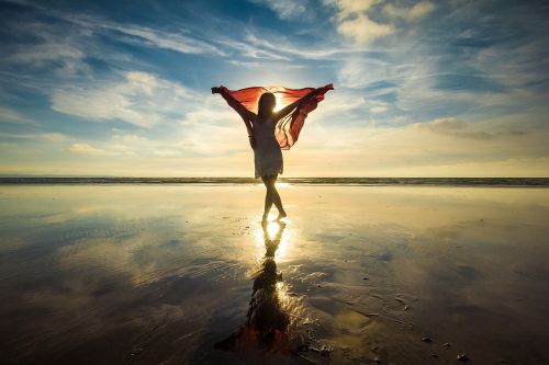 silhouette woman sunset