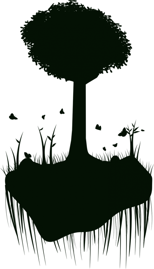 silhouette tree island