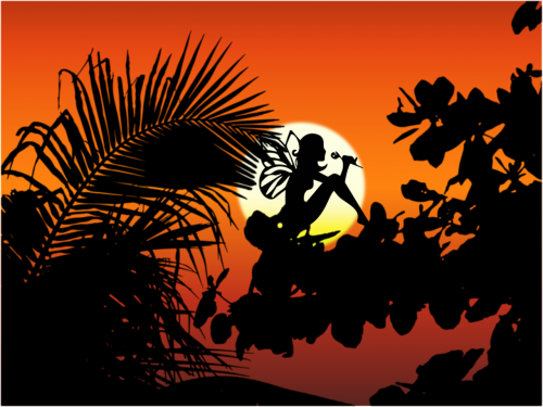 silhouette fairy sun