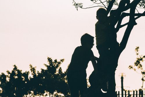 silhouette people kids