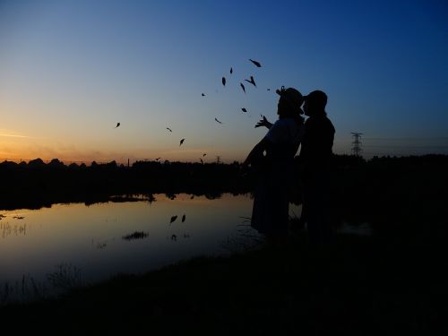 silhouette twilight reflection