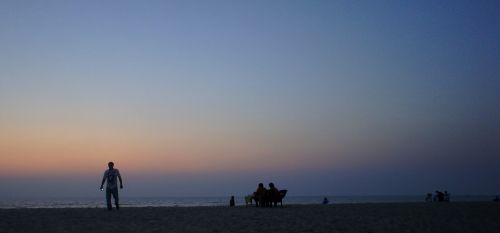 silhouette beach sunset