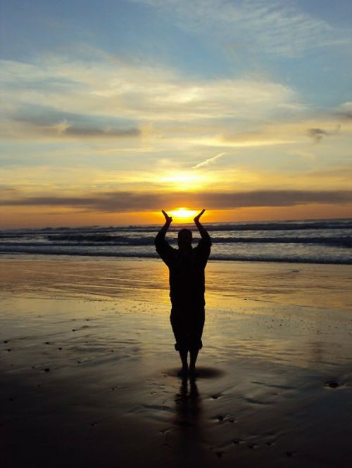 silhouette beach sunrise