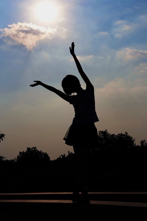 silhouette sunset blue sky