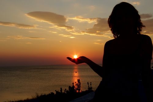 silhouette woman sunset