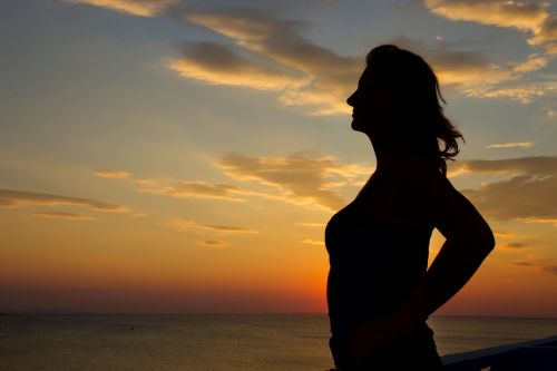 silhouette woman sunset