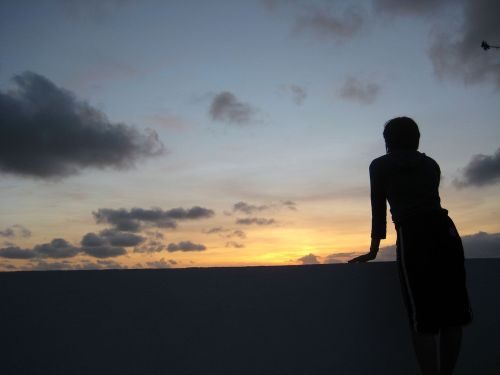 silhouette woman sunrise