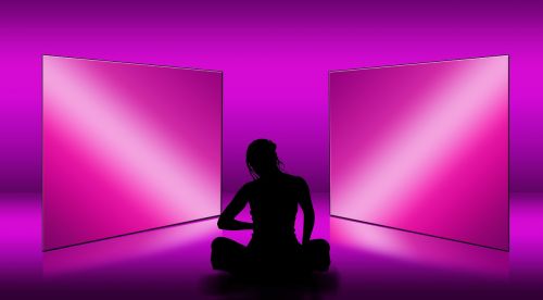 silhouette woman meditation