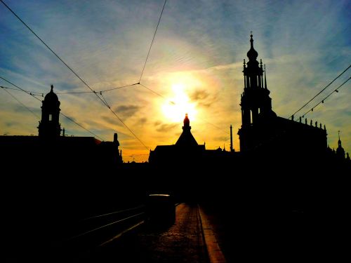silhouette castle and church dresden germany