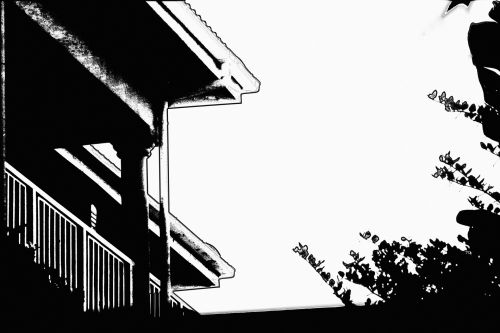 Silhouette Of House With Balcony