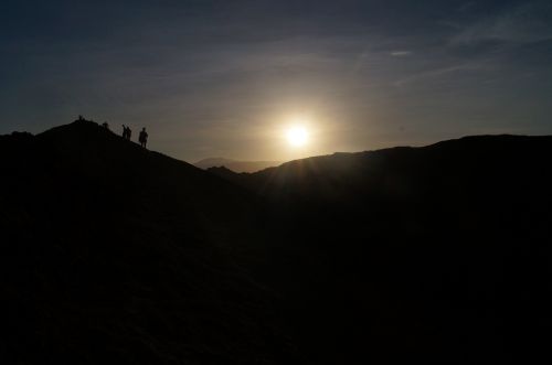 silhouettes sunset desert