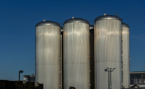 silo tanks blue sky