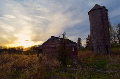 silo farm silhouette